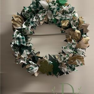 Festive Green and Gold Holiday Wreath
